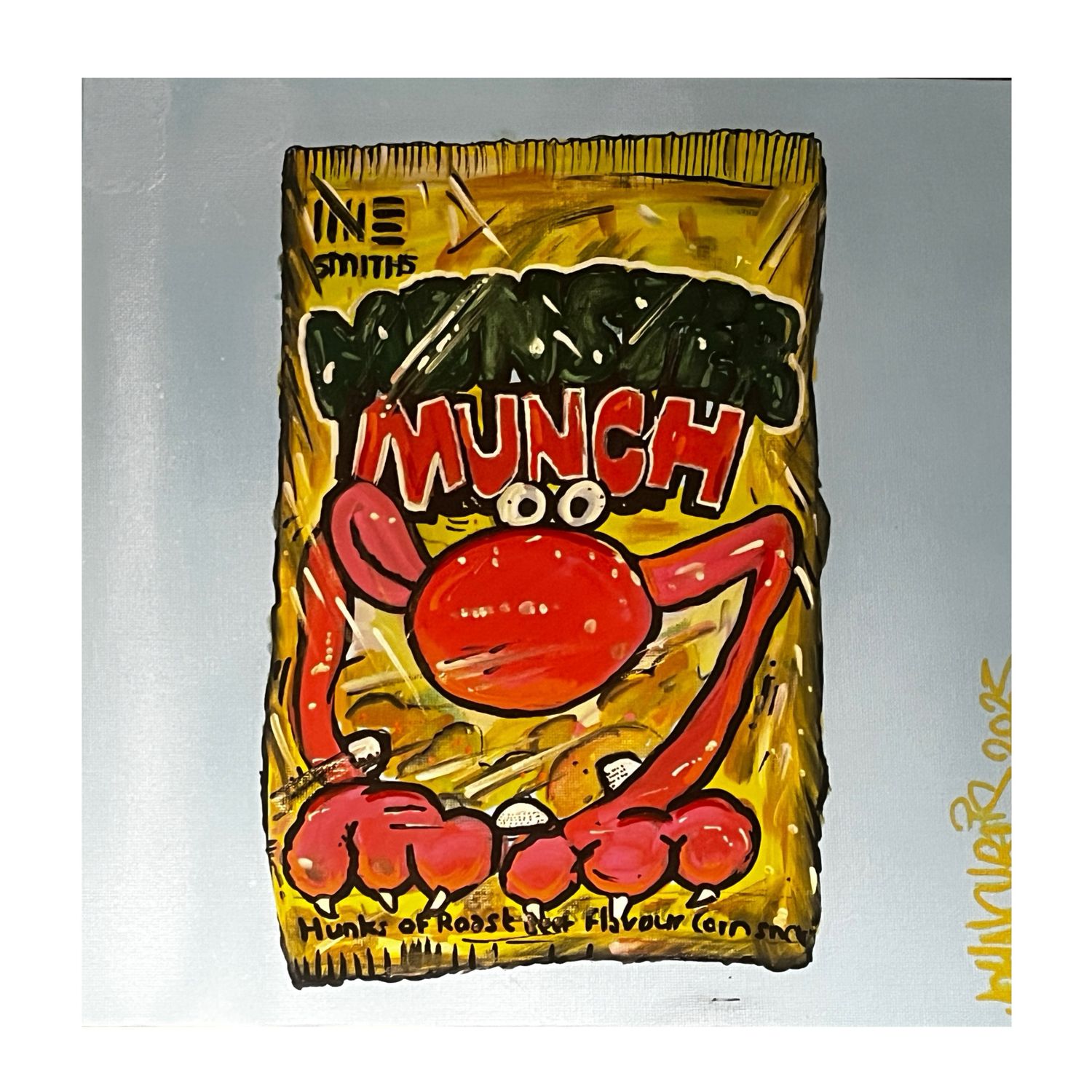 Retro Crisp Art - Roast Beef - Original On Canvas Board