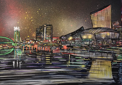 Salford Quays - Original Painting on board Salford Quays - Original Painting on board