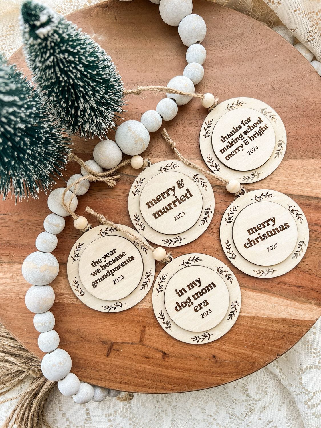 Laurel Leaf Wood Ornament