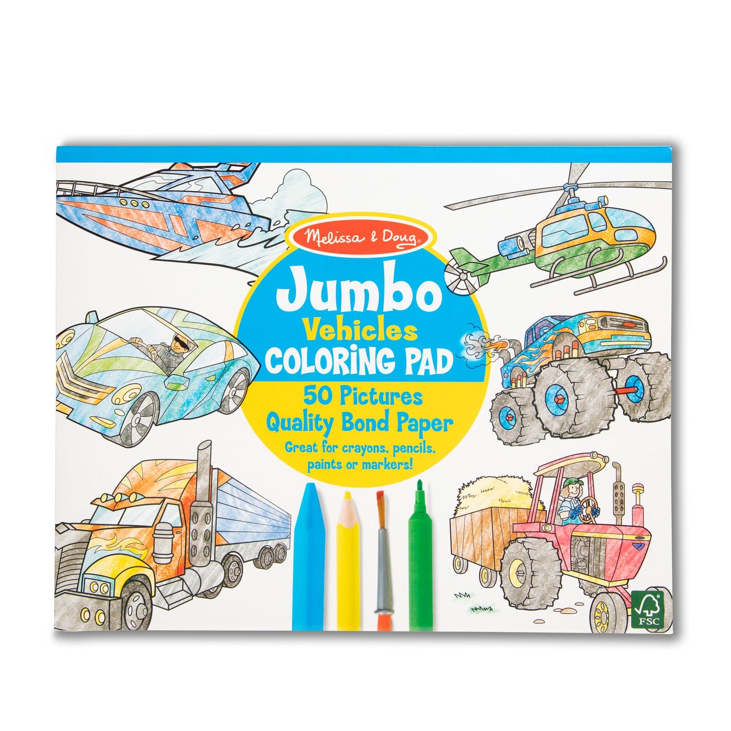JUMBO COLORING PAD- VEHICLES