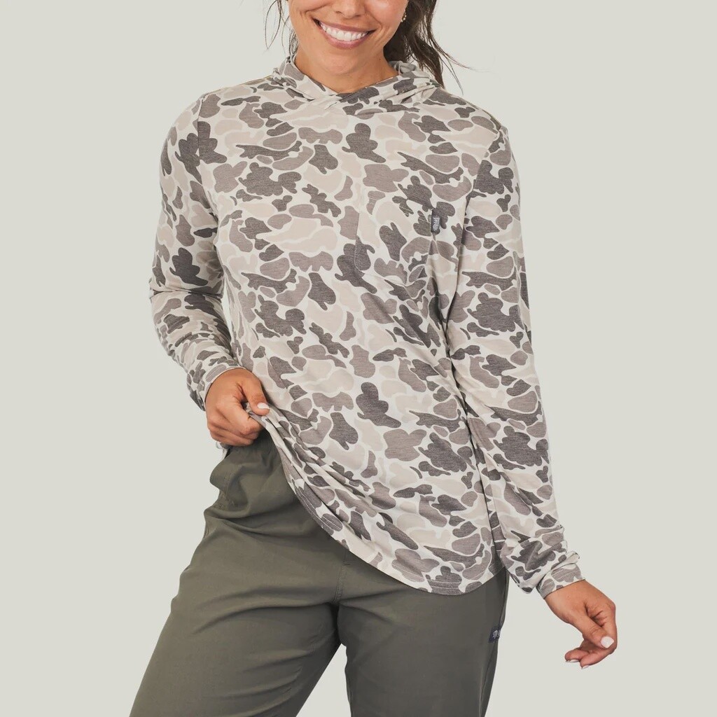 WOMENS BUXTON HAGOOD HOODIE STONE MALLARD CAMO, Size: S