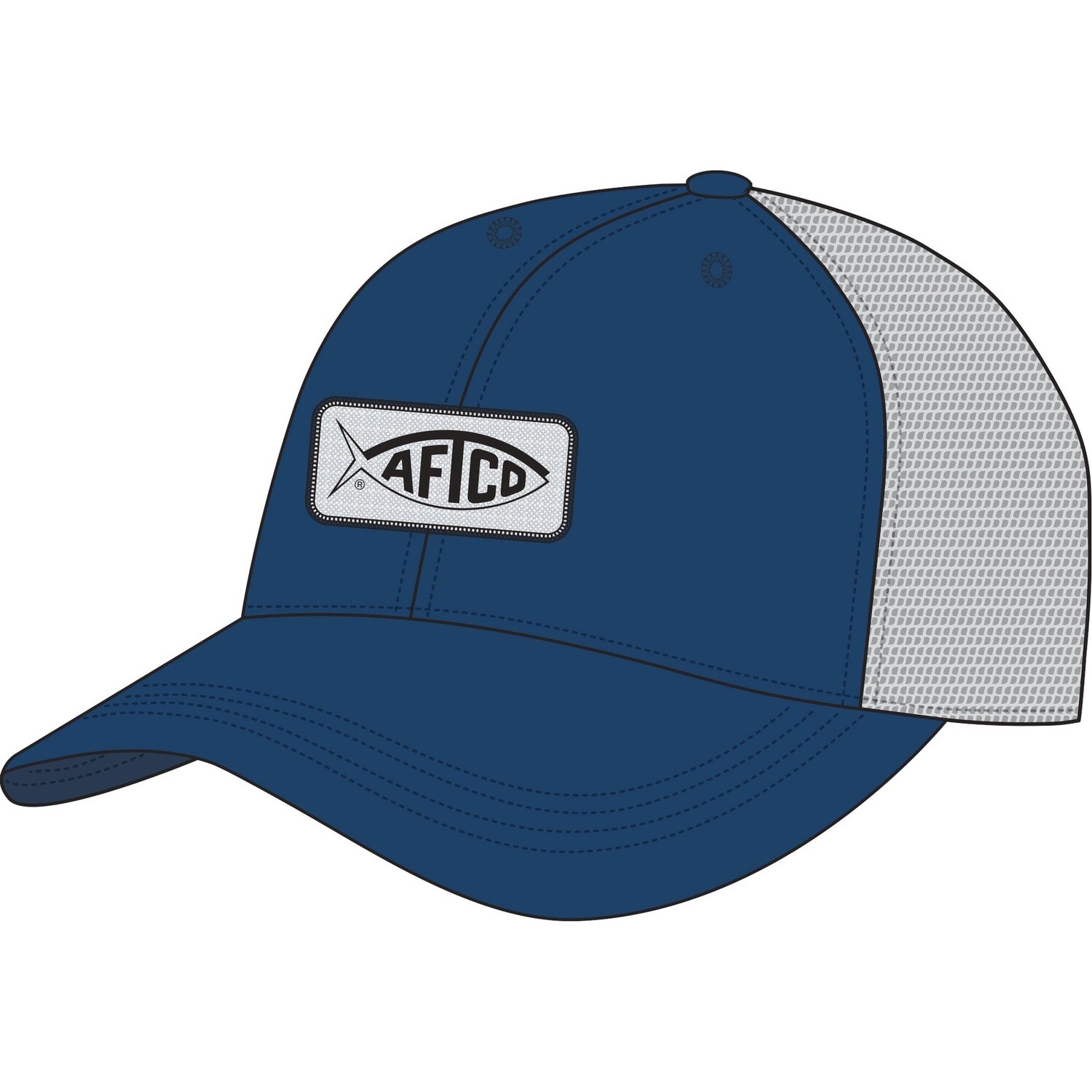 OF TRUCKER HAT, COLOR: NAVY