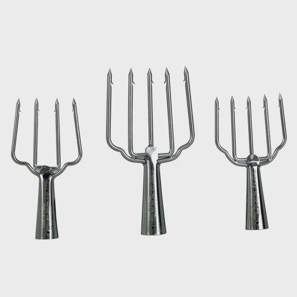 4PKS STAINLESS STEEL FROG &amp; FISH SPEARS, Size: 4PKS (7&quot;H X 3 1/2&quot; W 4 TINES)