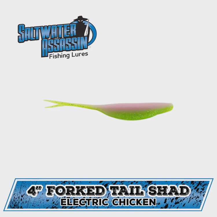 4&quot; SW FORKED TAIL SHAD, COLOR: ELECTRIC CHICKEN