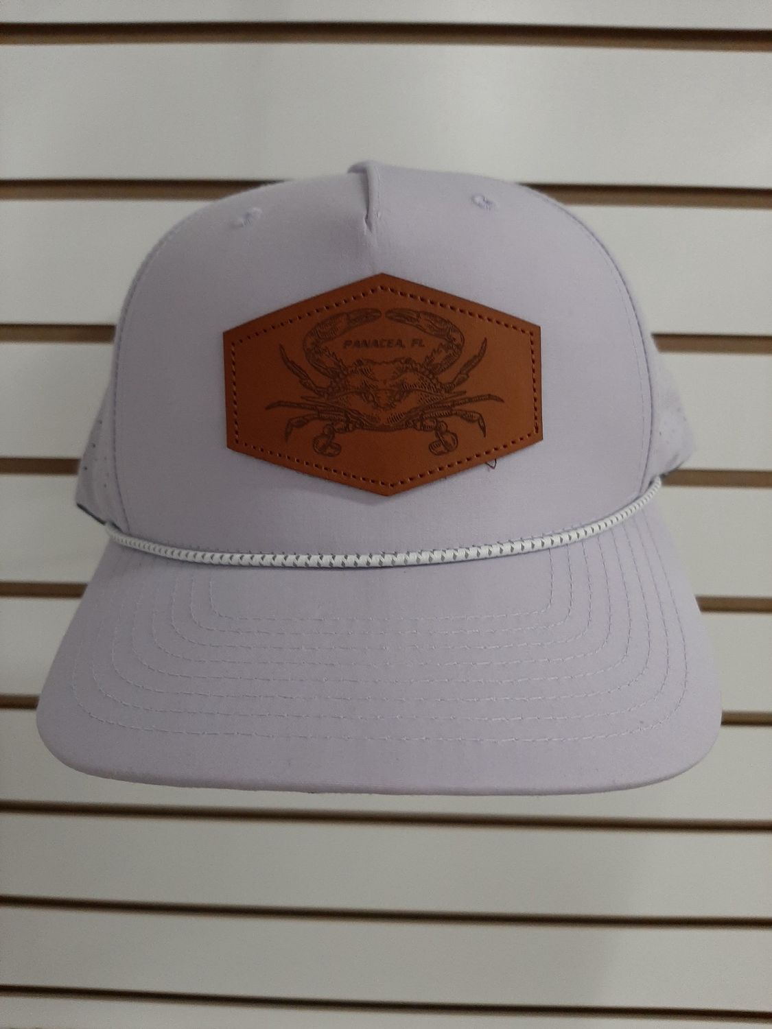 APPLIQUE - GENUINE LEATHER ETCHED BLUE CRAB ICON, Colour: SOLID LILAC/WHITE-GREY