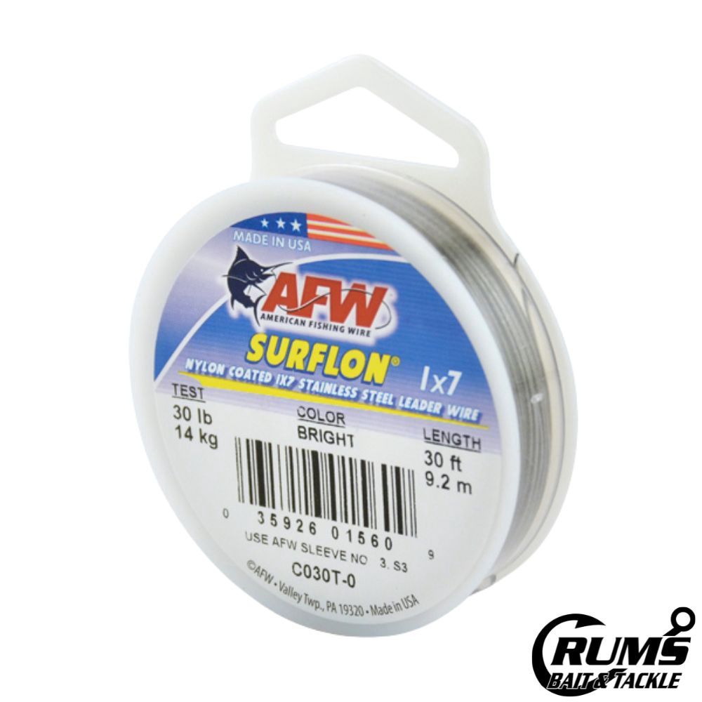 SURFLON NYLON COATED S LEADER WIRE, Size: 30#, COLOR: BRIGHY NYLON COATED