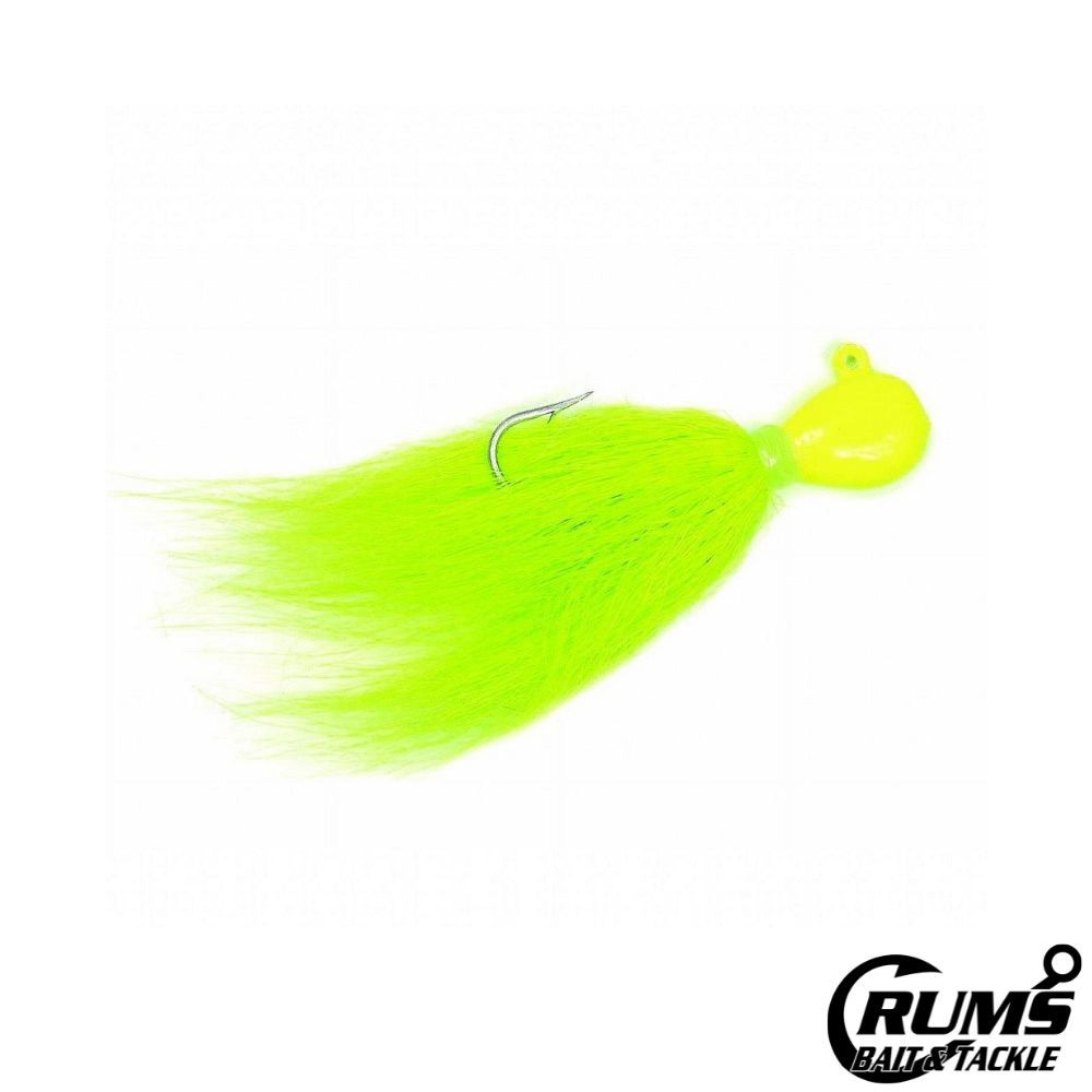 BUCKTAIL BEAN JIG, Size: 1/2 OZ, COLOR: CHARTREUSE HEAD / TAIL