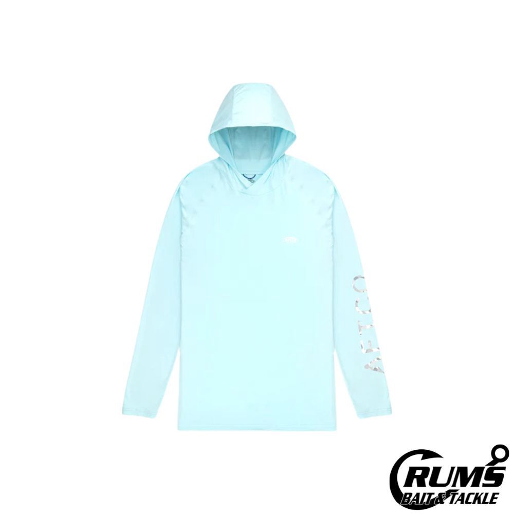 SAMURAI SUN PROTECTION HOODIE SHIRT, COLOR: CLEARWATER HEATHER, Size: S