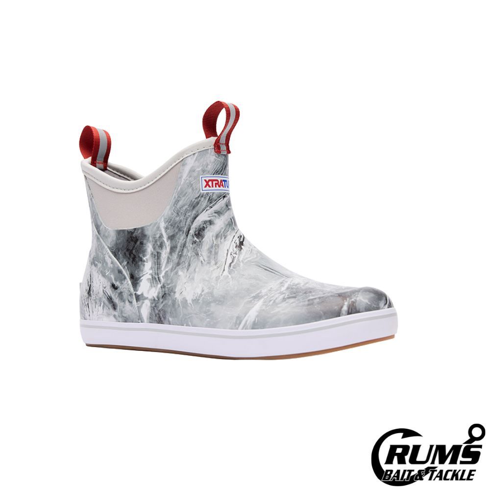 MENS MOSSY OAK 6 IN ANKLE DECK BOOT, COLOR: BLACK WHITE CAMO, Size: 8