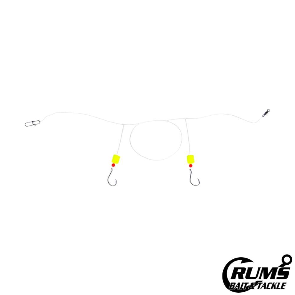 POMPANO 2-DROP CIRCLE HOOK RIG, Size: #2/0 YELLOW FLOATS
