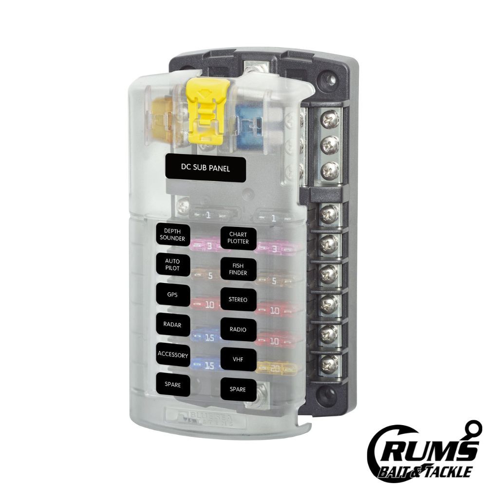 ST Blade Fuse Block - 12 Circuits with Negative Bus and Cover