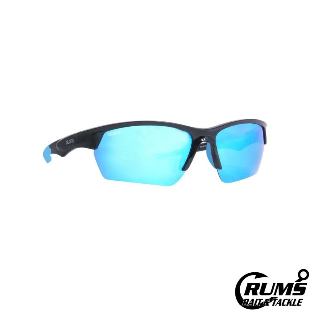 Calcutta BA1BM Balos Sunglasses Shiny Black Frame Blue Mirror Lens
