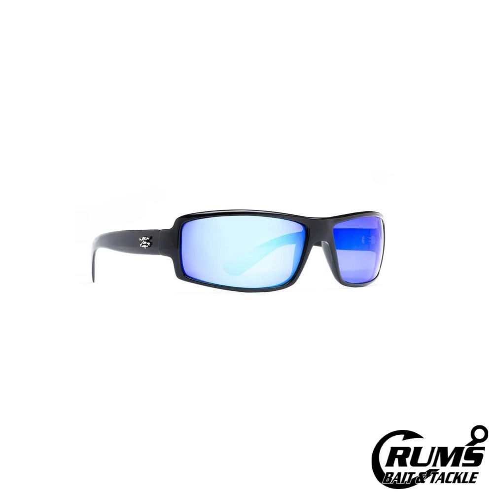 Calcutta WH1BM Whitehaven Sunglasses Shiny Black Frame/Blue Mirror Lens 63mm Lens