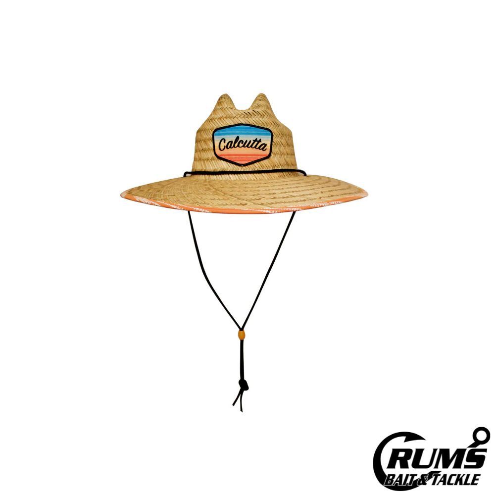 Calcutta BR248758 Ladies lifeguard straw hat with Chin strap and color pattern under brim