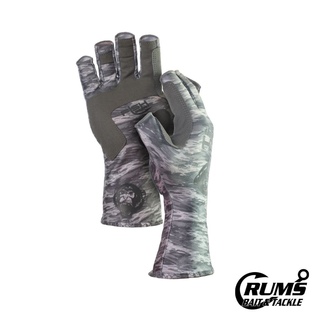 HALF FINGER GUIDE GLOVE, Size: S, COLOR: GREY WATER CAMO