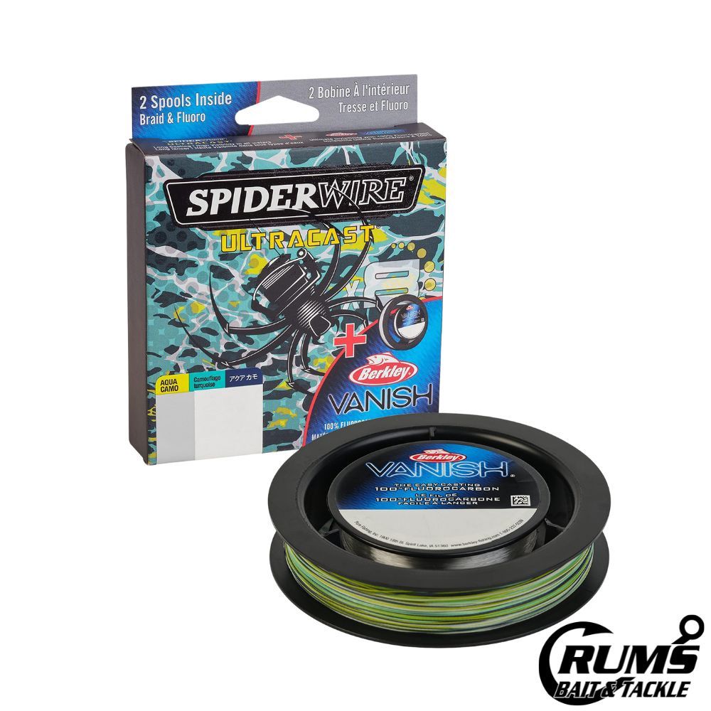DISCONTINUED ULTRACAST VANISH DUAL SPOOL, COLOR: AQUA CAMO/CLEAR, Size: 10LB