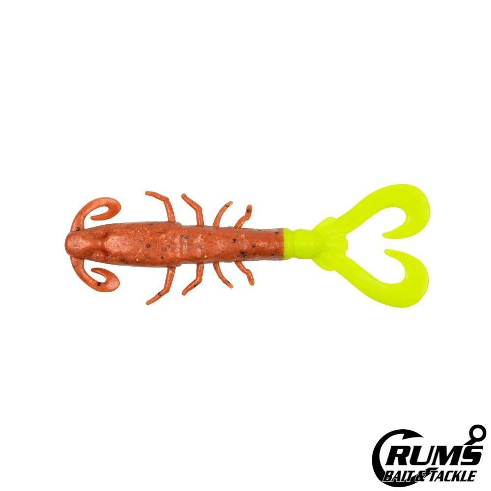 GULP 4IN SW MANTIS SHRIMP, COLOR: NEW PENNY/CHARTREUSE