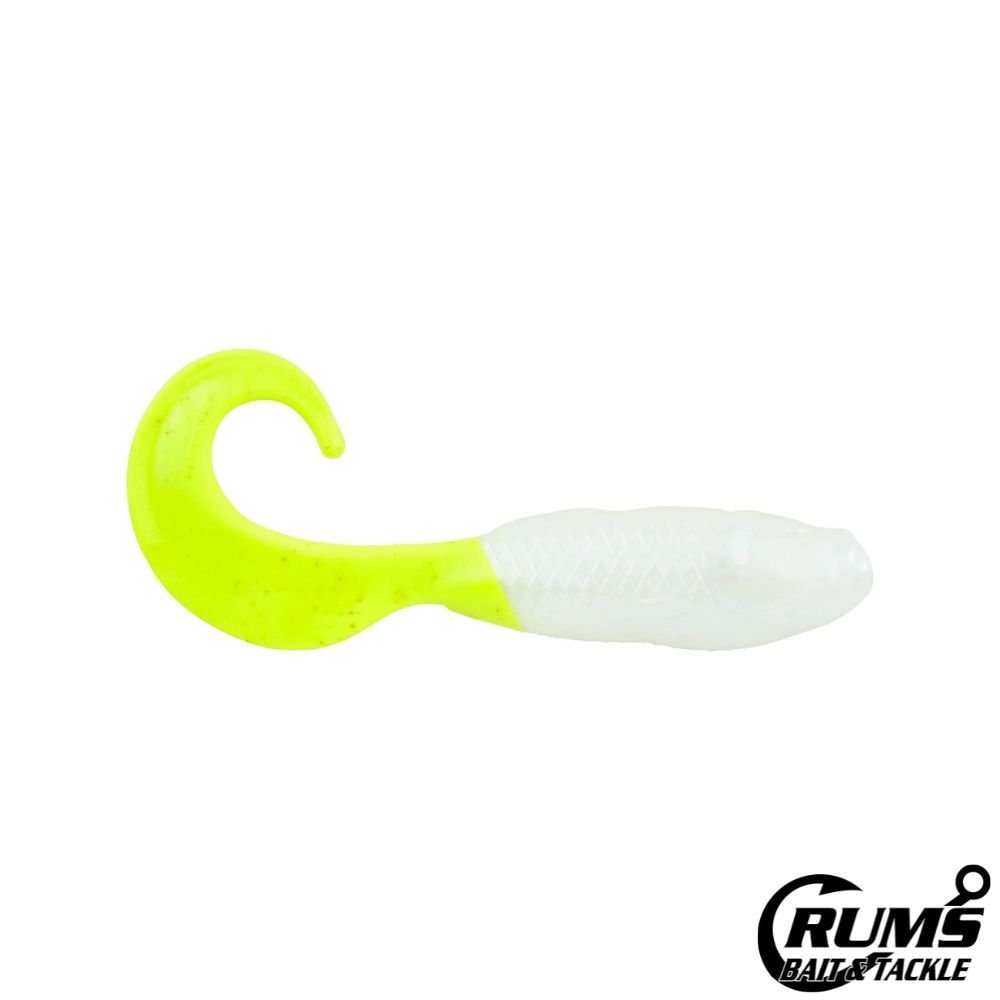 GULP 5" SW SWIMMING MULLET, COLOR: PEARL WHITE/CHARTREUSE