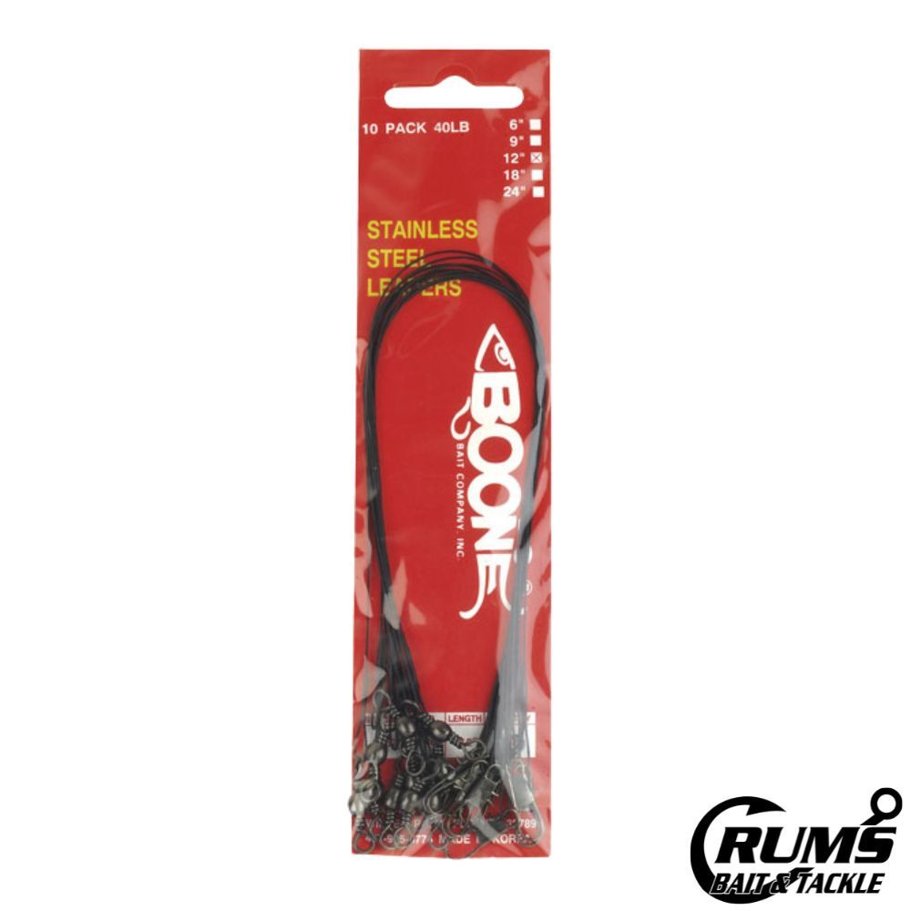 40 LB DARK NYLON COATED SS WIRE LEADERS, LENGTH: 6"