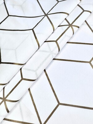 Ranforce cotton white color gold striped