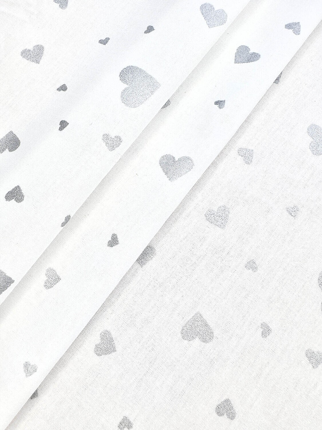 Ranforce white color with silver hearts