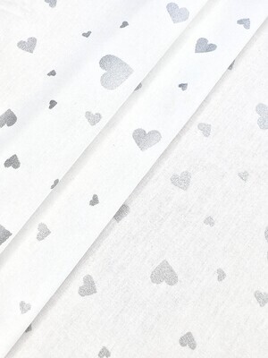 Ranforce white color with silver hearts
