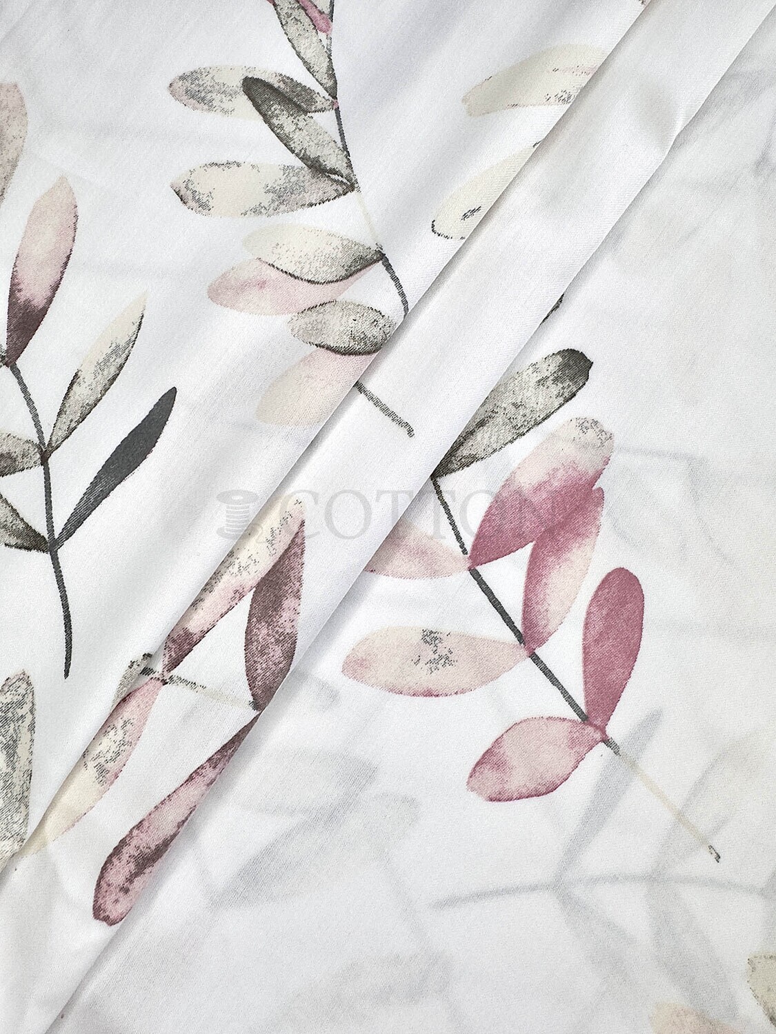 Mercerised Cotton Satin printed floral off white