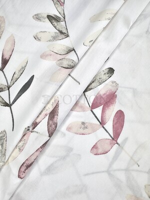 Mercerised Cotton Satin printed floral off white