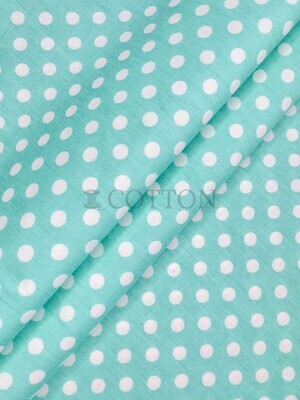 Mercerised Cotton Satin printed  polka dot turquoise