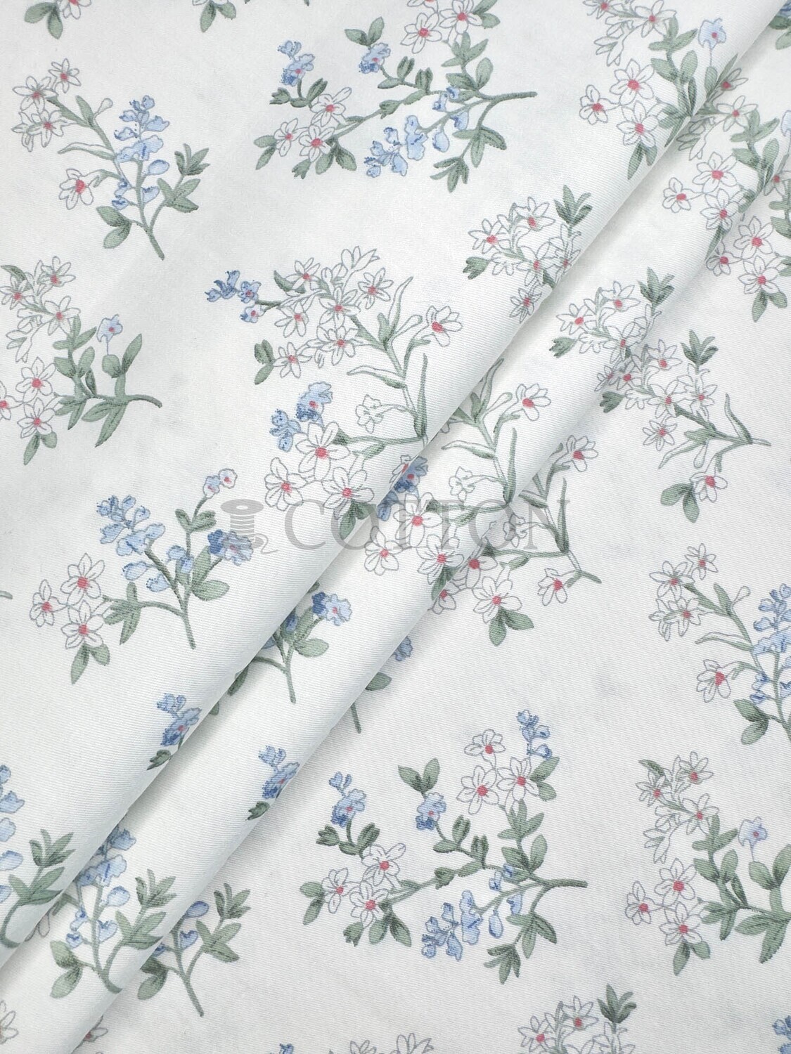 Mercerised Cotton Satin printed  floral white