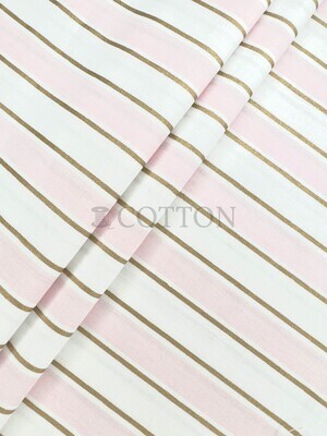 Ranforce cotton printed white-pink-gold stripes