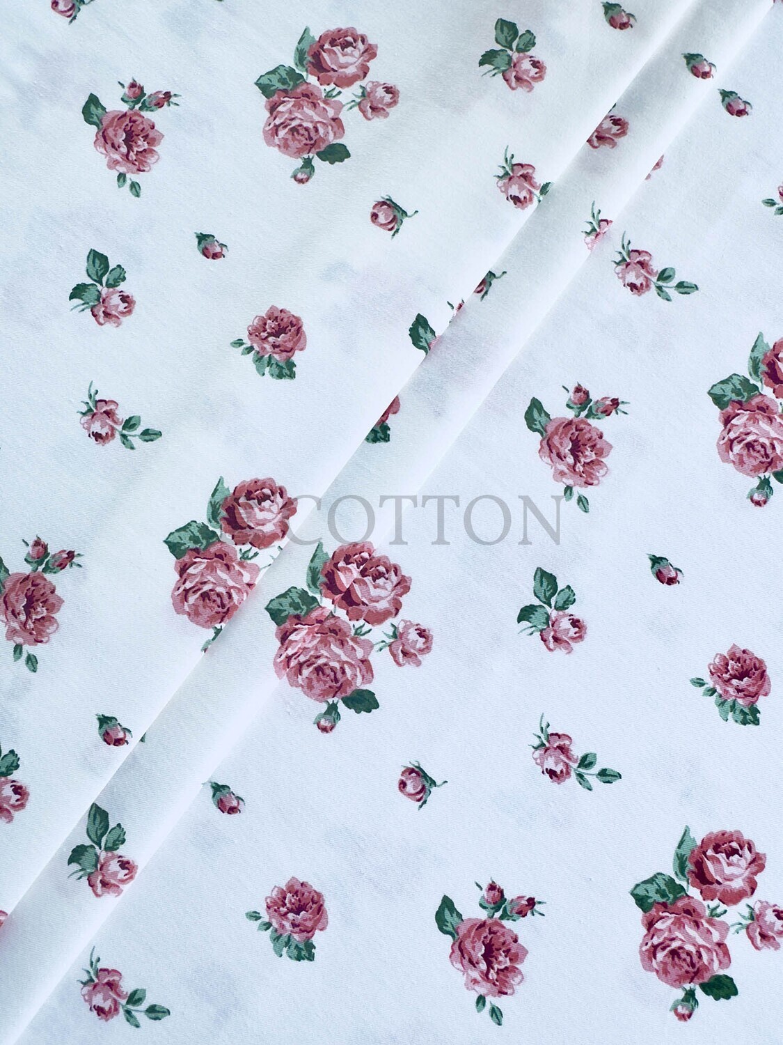 Mercerised Cotton Satin printed rosa white
