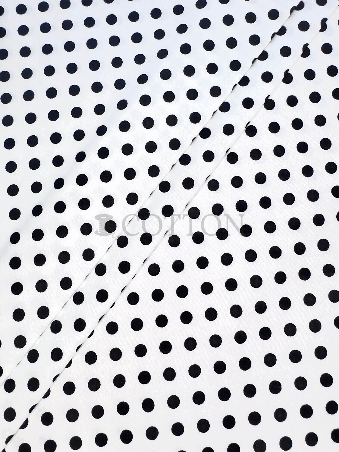 Mercerised Cotton Satin printed polka dots white