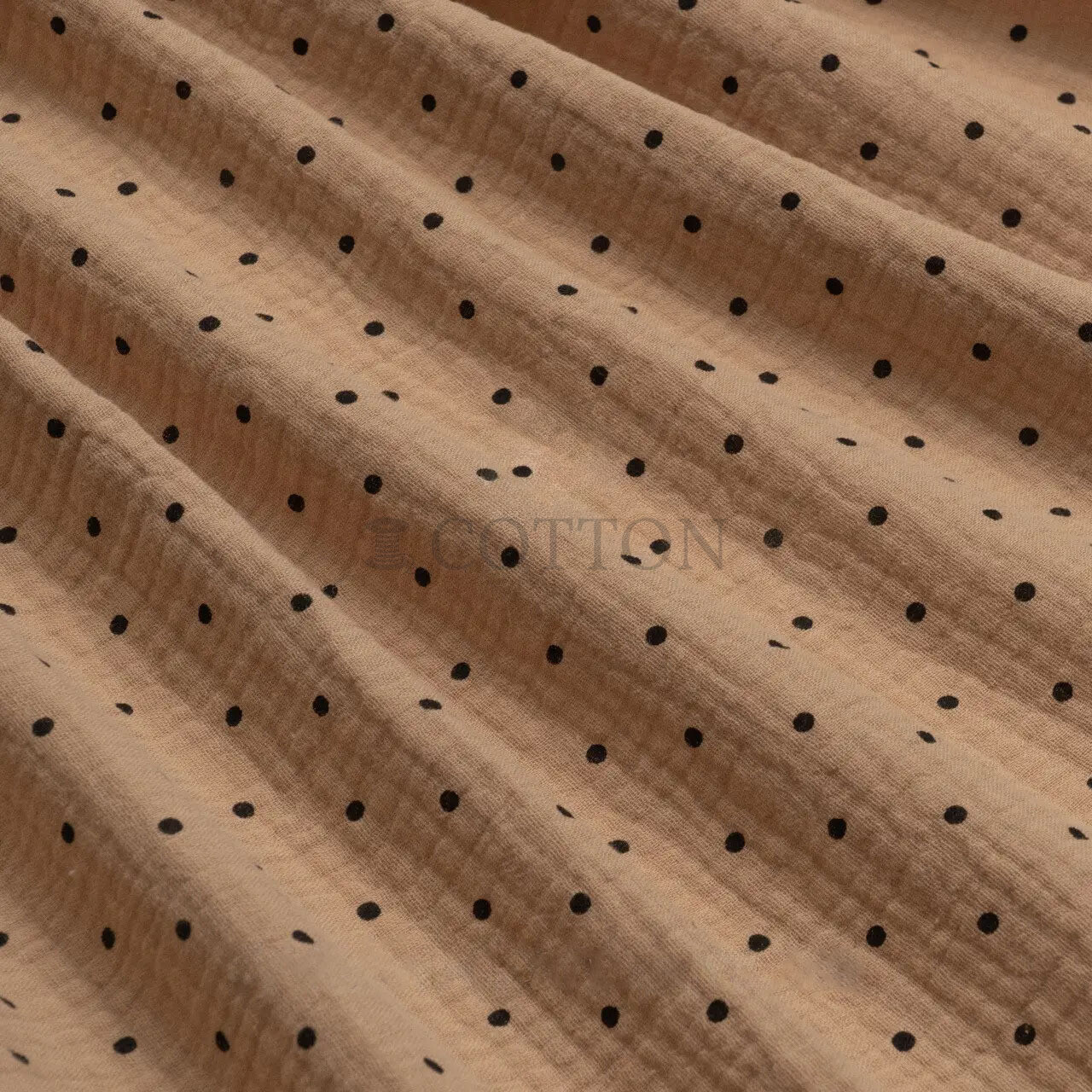 Muslin printed dot polka brown