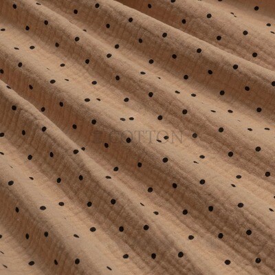Muslin printed dot polka brown