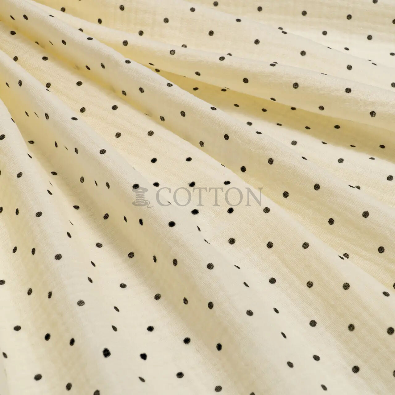 Muslin printed dot polka yellow