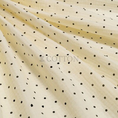 Muslin printed dot polka yellow
