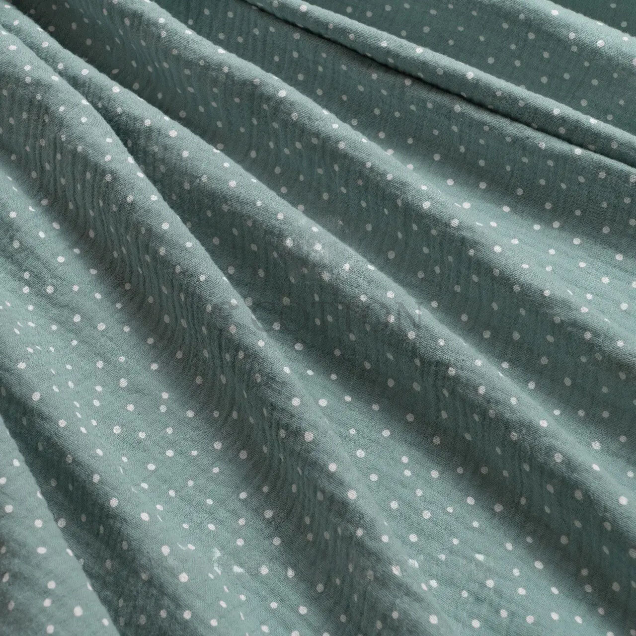 Muslin printed dot polka green
