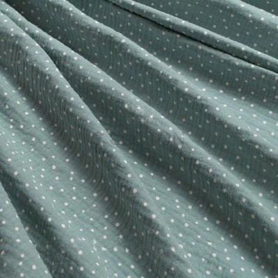 Muslin printed dot polka green