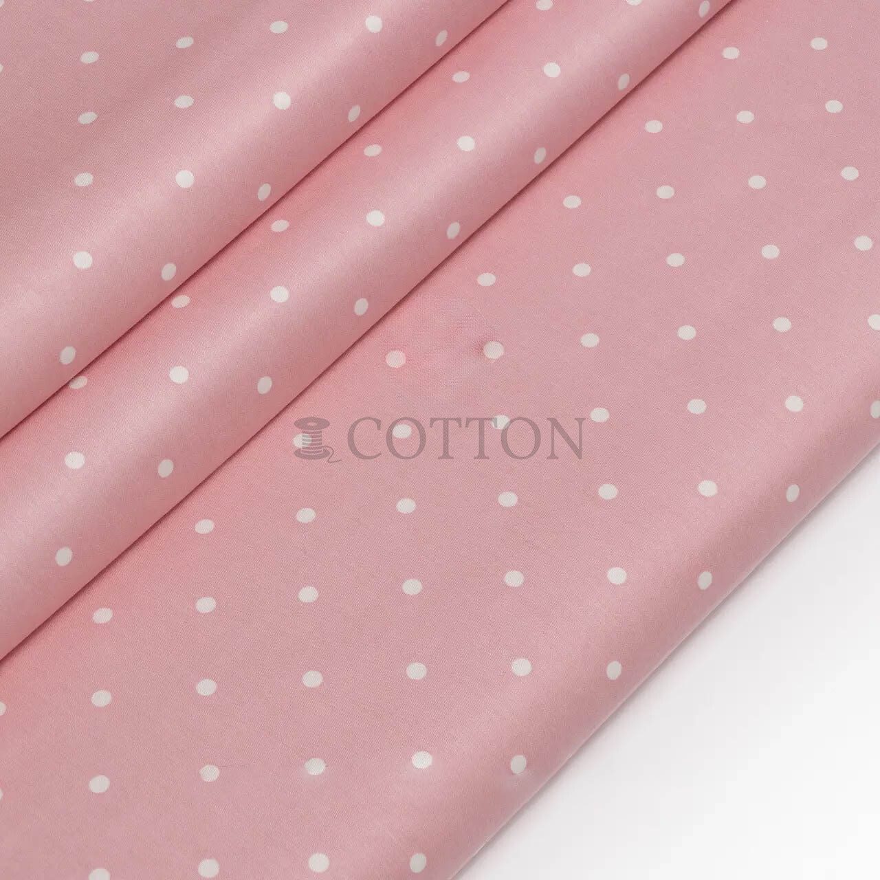 Mercerised Cotton Satin printed polka dots light pink