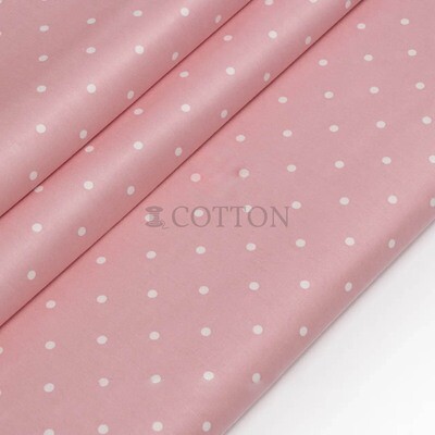 Mercerised Cotton Satin printed polka dots light pink