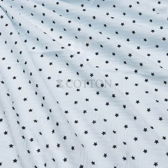 Muslin printed stars light blue
