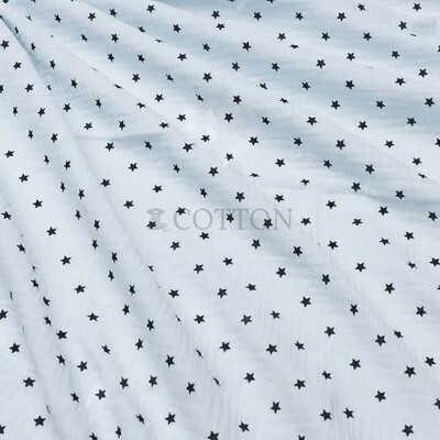 Muslin printed stars light blue