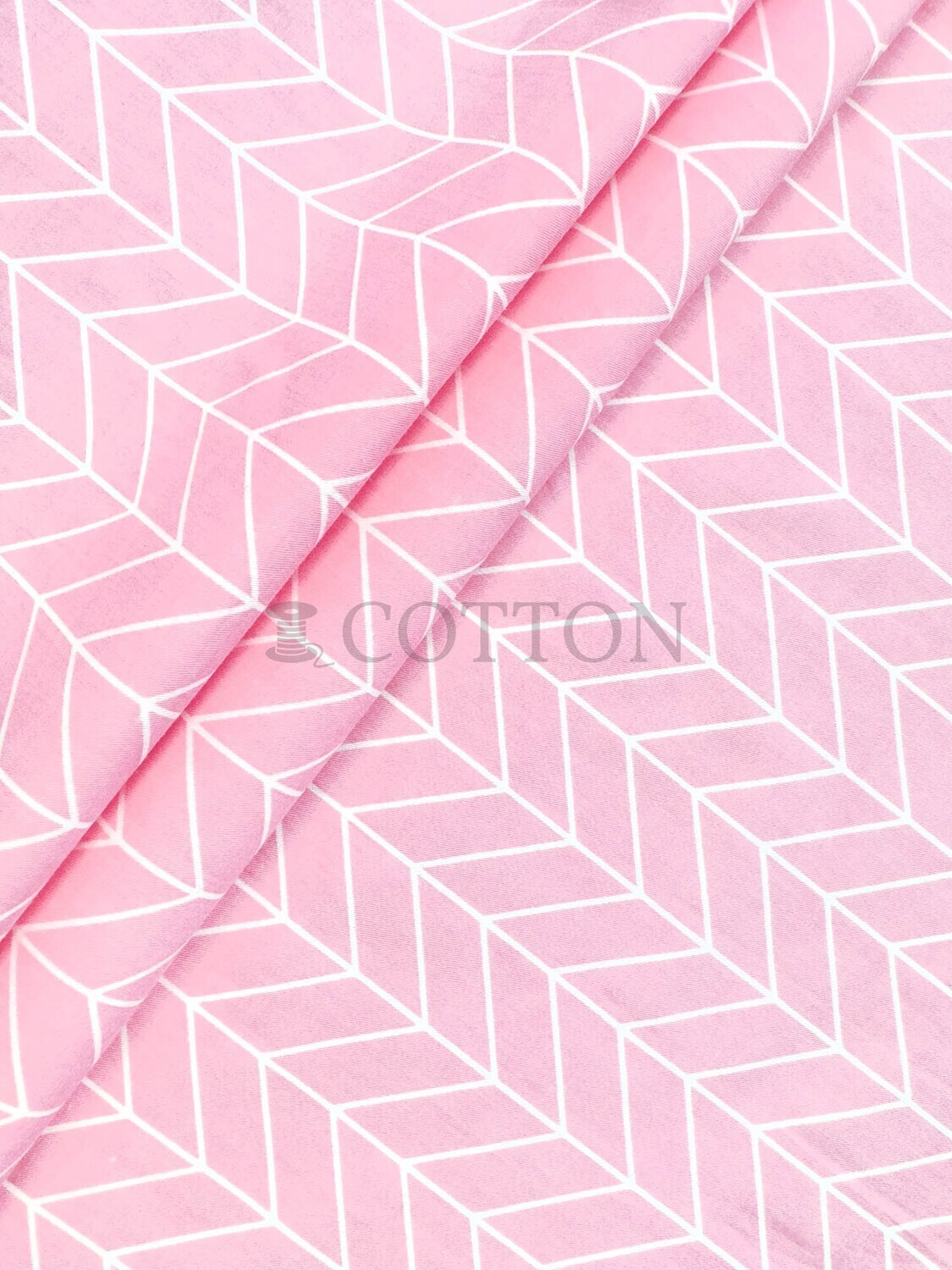 Mercerised Cotton Satin printed geometric patterns pink