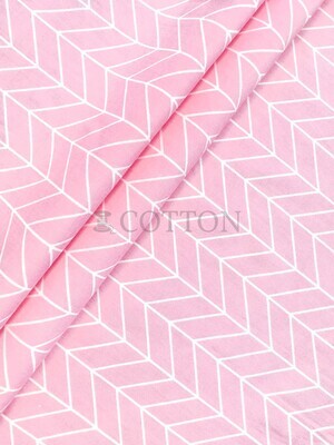 Mercerised Cotton Satin printed geometric patterns pink