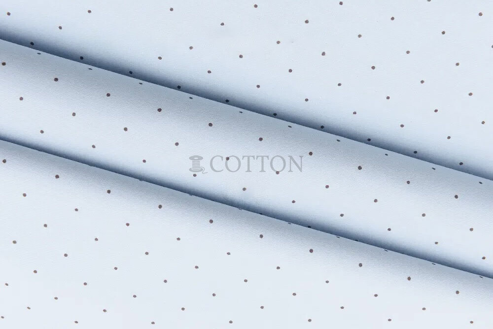 Mercerised Cotton Satin printed brown polka dots light blue