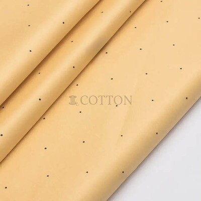 Mercerised Cotton Satin printed black polka dots yellow