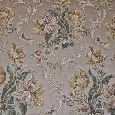 7+ yards Tulip Bouquet Lampas Upholstery Fabric with a Wonderful Satin Sheen
