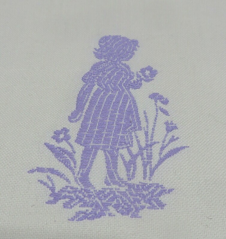 3.25 yards Sweet Lavender Embroidered Children on White Brocade