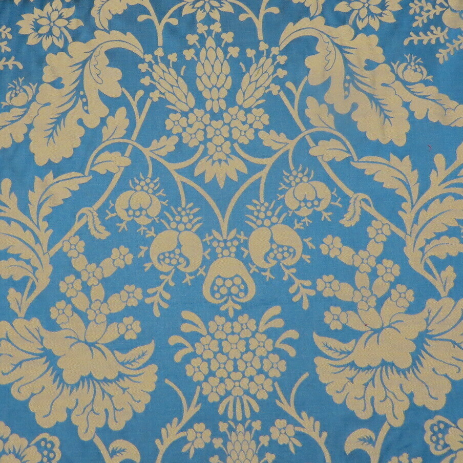 4.5 yards Scalamandré Reversible Peacock Blue Damask Upholstery Drapery Fabric